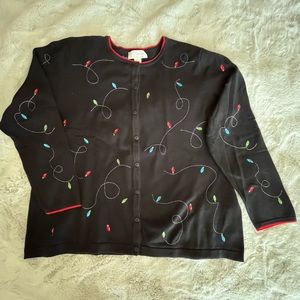 🎄 Cotton Christmas Sweater not really ugly with Christmas lights 1X